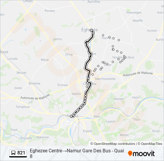 821 bus Line Map