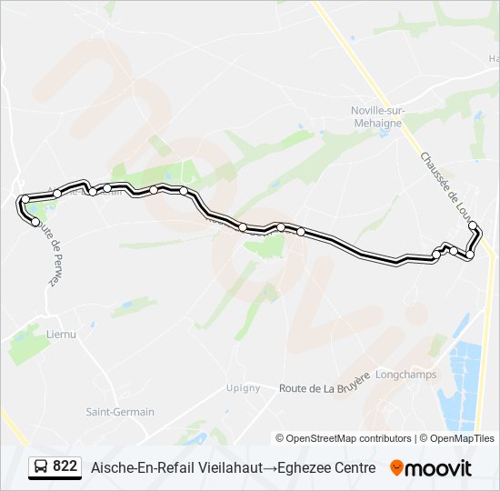 Plan de la ligne 822 de bus