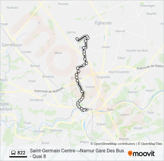 822 Bus Line Map