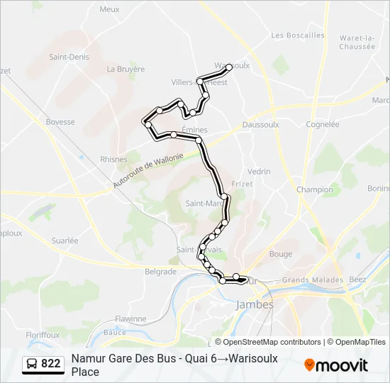 822 Bus Line Map