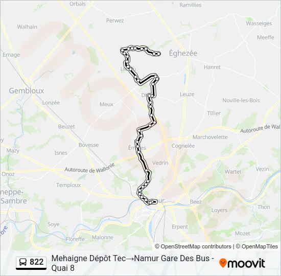 822 Bus Line Map