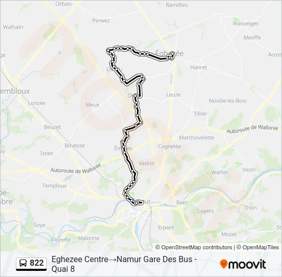 822 Bus Line Map