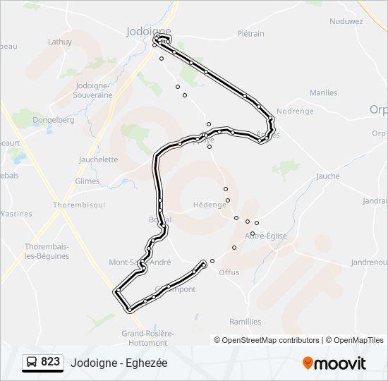 Plan de la ligne 823 de bus