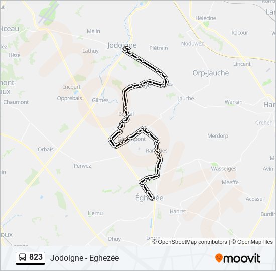 Plan de la ligne 823 de bus