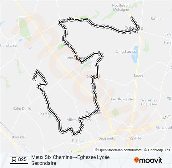 825 bus Line Map