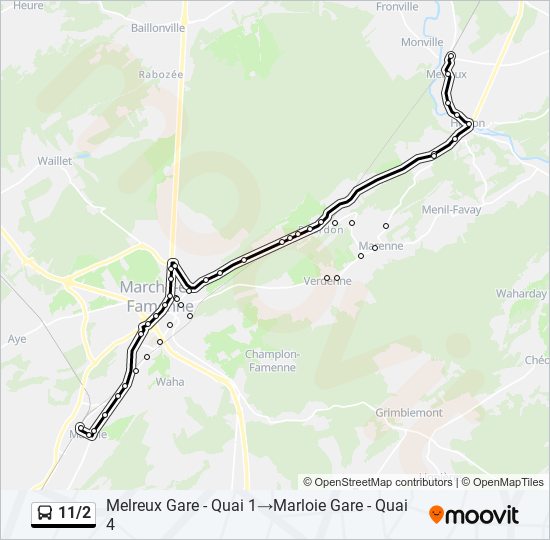 Plan de la ligne 11/2 de bus