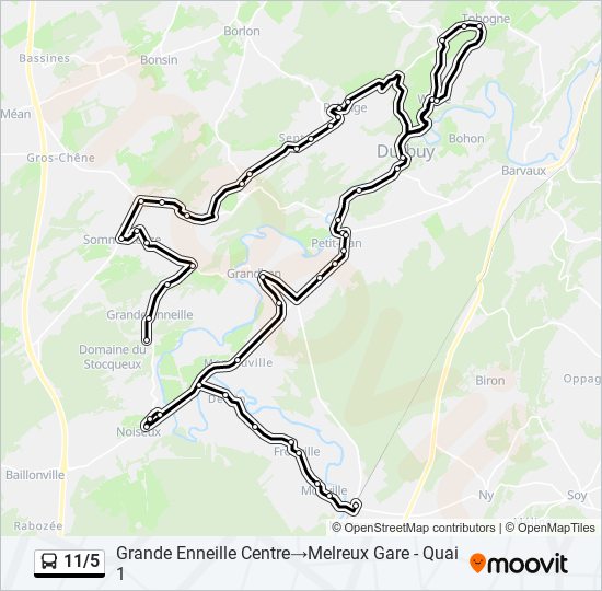 Plan de la ligne 11/5 de bus