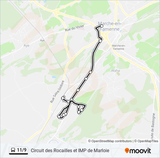 Plan de la ligne 11/9 de bus