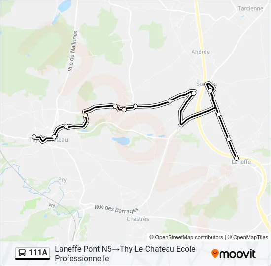Plan de la ligne 111A de bus