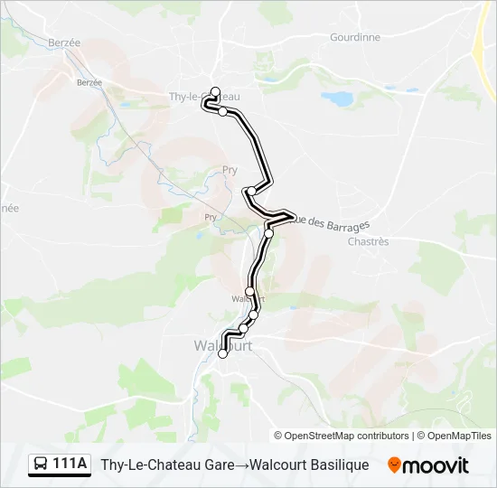 111A Bus Line Map