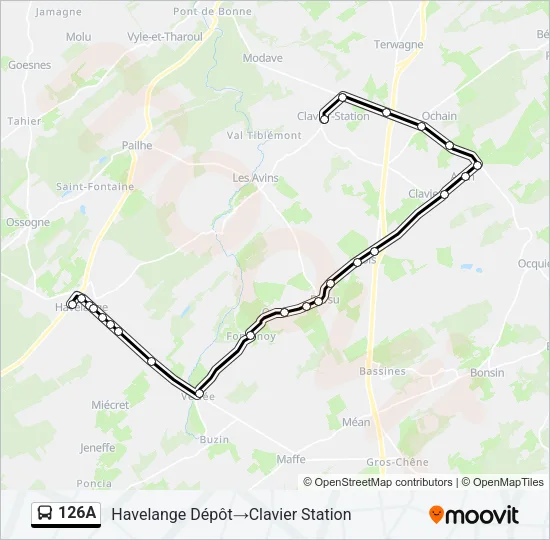 126A Bus Line Map
