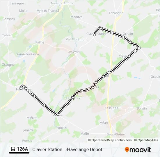 126A Bus Line Map