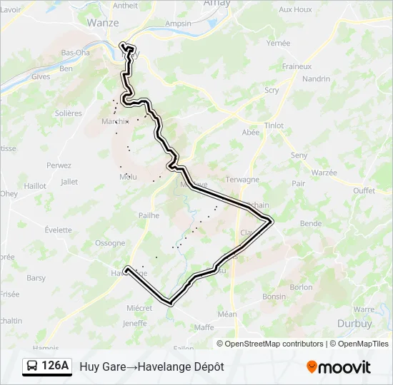 126A Bus Line Map