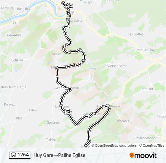 126A Bus Line Map