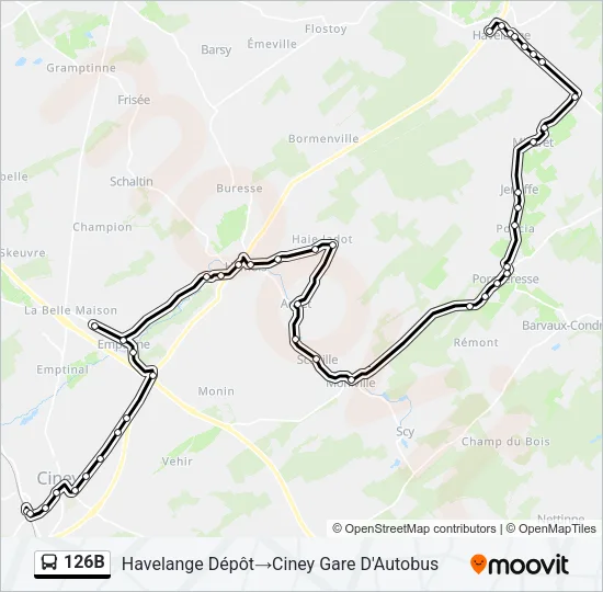 126B Bus Line Map