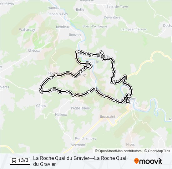 Plan de la ligne 13/3 de bus