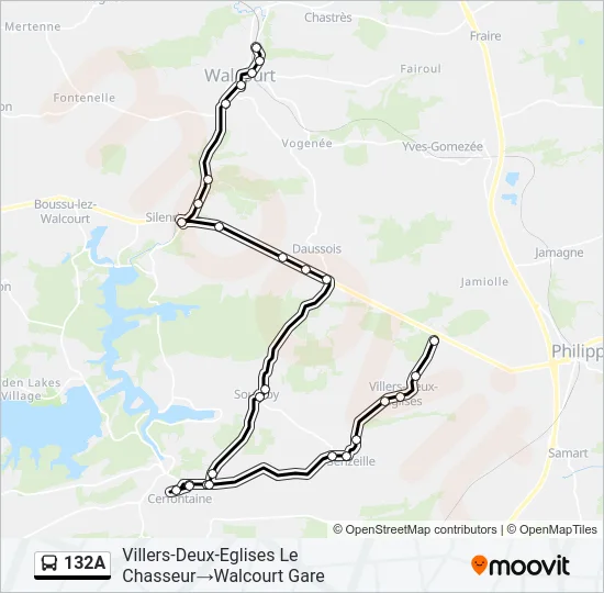 132A Bus Line Map
