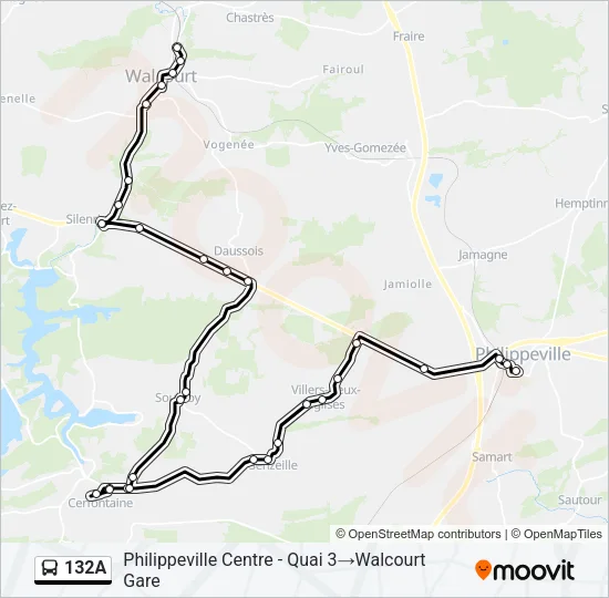 132A Bus Line Map
