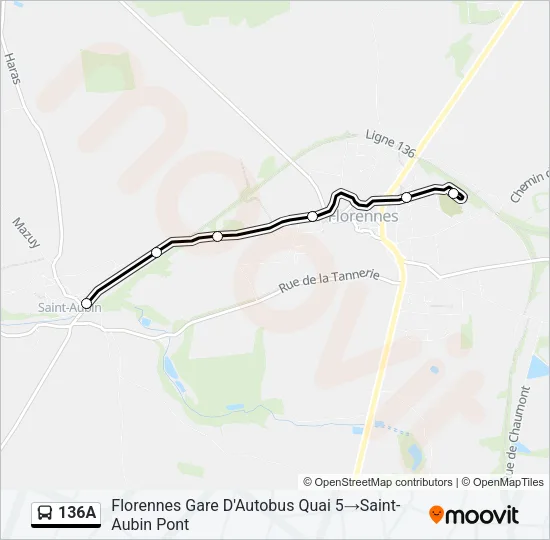 136A Bus Line Map