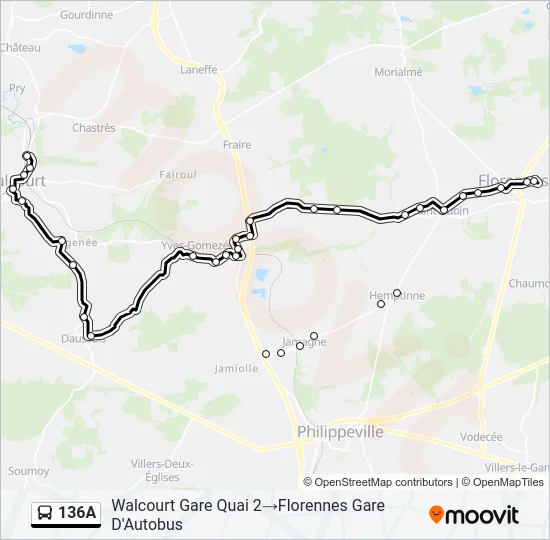 136A Bus Line Map
