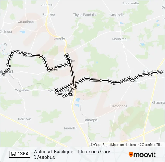 136A Bus Line Map