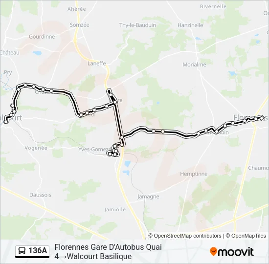 136A Bus Line Map