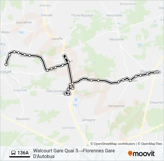 136A Bus Line Map