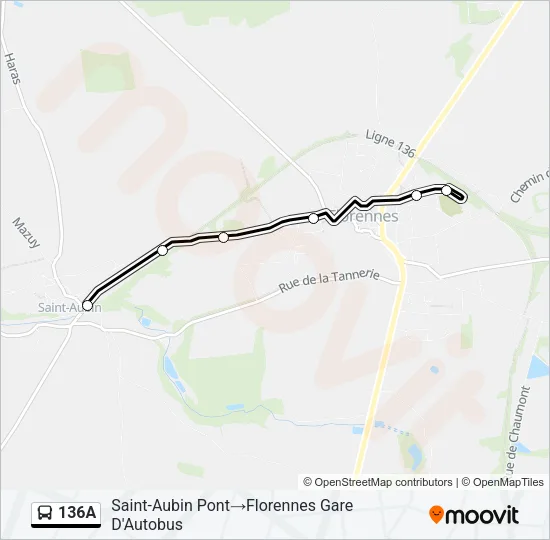 136A Bus Line Map