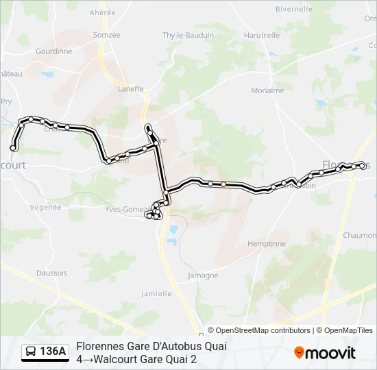 136A Bus Line Map