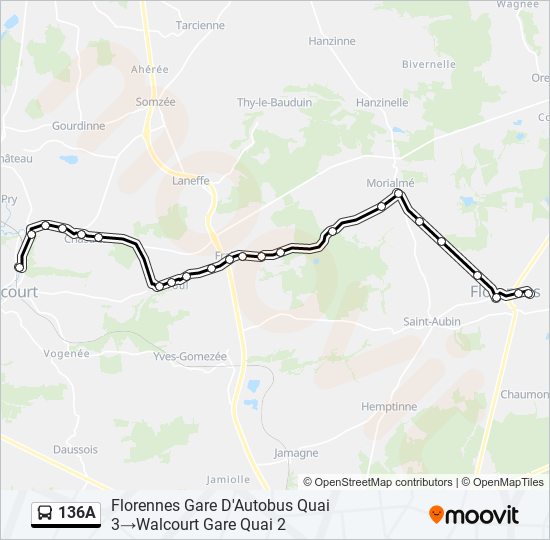 Plan de la ligne 136A de bus