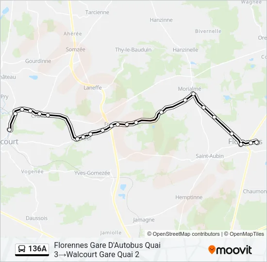 136A Bus Line Map