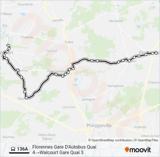 136A Bus Line Map