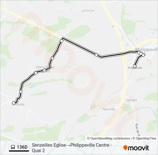 136D Bus Line Map