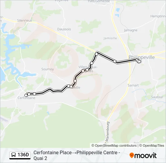 136D Bus Line Map
