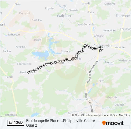 Plan de la ligne 136D de bus