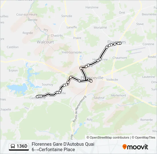 136D Bus Line Map