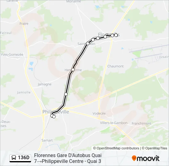 136D Bus Line Map