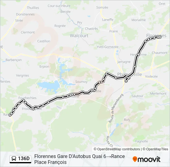 136D Bus Line Map