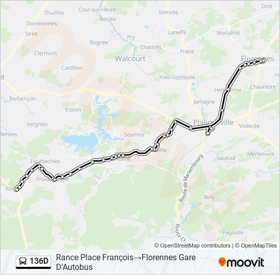 136D bus Line Map