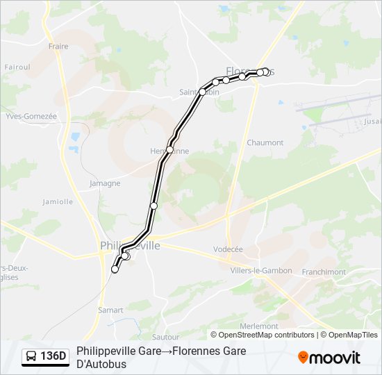 136D bus Line Map