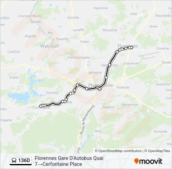136D Bus Line Map