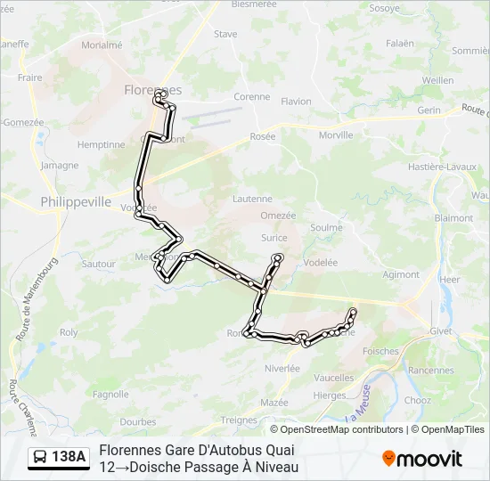 138A Bus Line Map