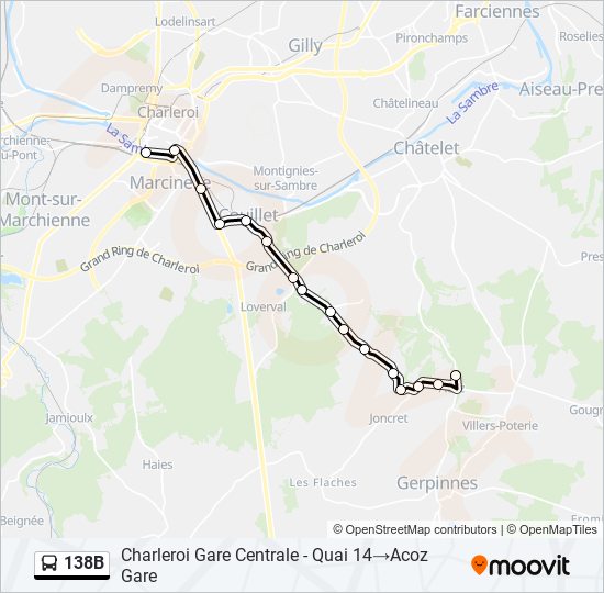 Plan de la ligne 138B de bus