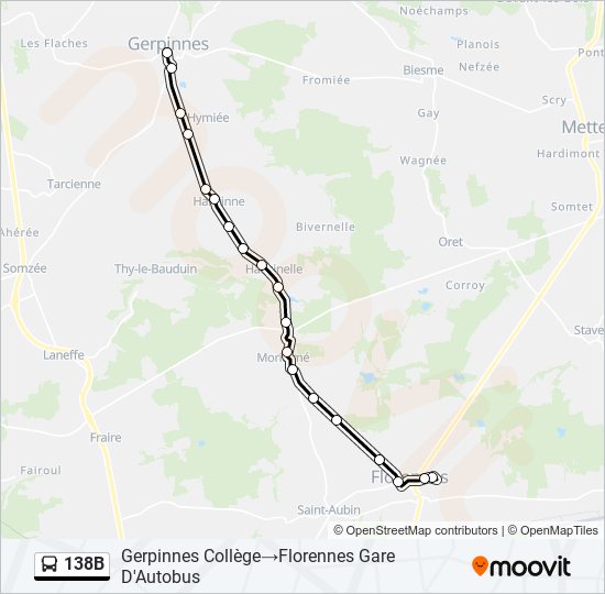 Plan de la ligne 138B de bus