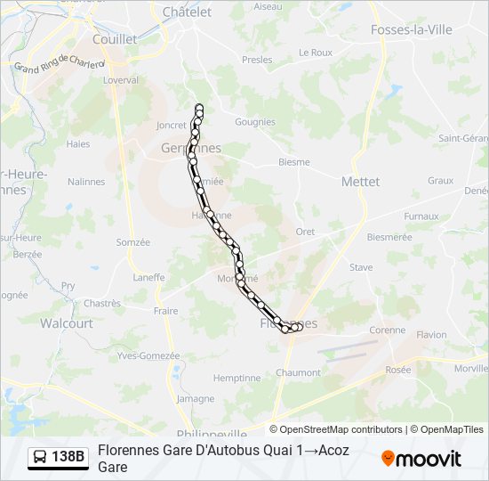 Plan de la ligne 138B de bus