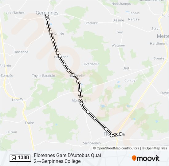 Plan de la ligne 138B de bus