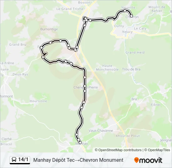 14/1 Bus Line Map