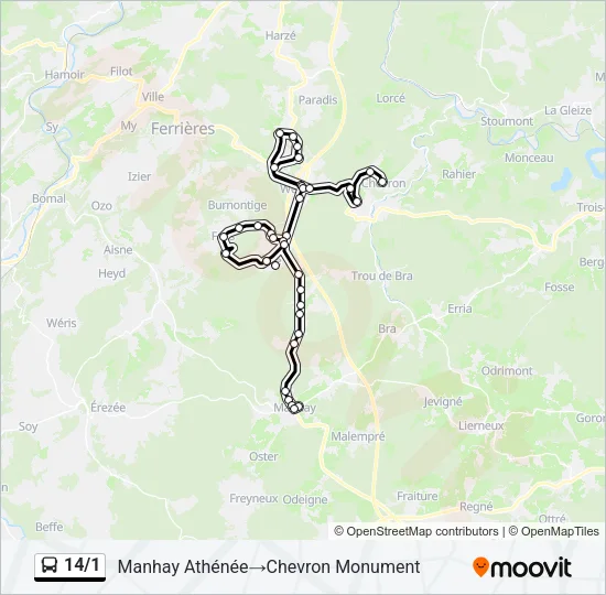 14/1 Bus Line Map