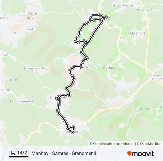 Plan de la ligne 14/2 de bus