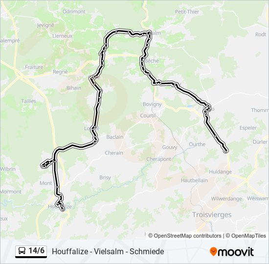 Plan de la ligne 14/6 de bus